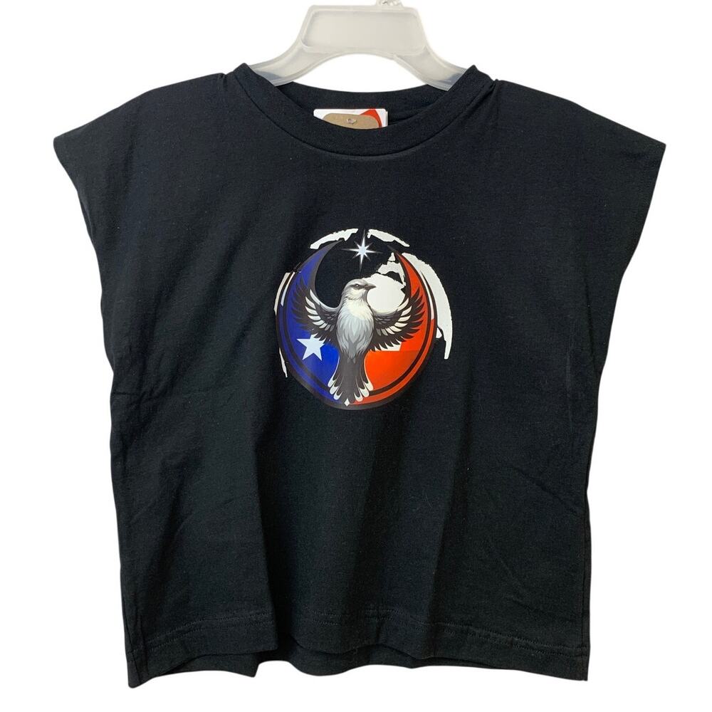 New Hand Printed Womens SM Texas Rebel Alliance Bird Anti-Ice Protest Muscle Tee
